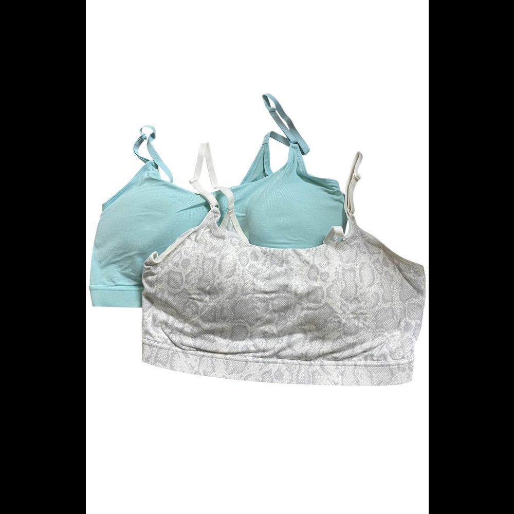 Uncover Women's 2pk Sewn-In Cup Lounge Bra Turquoise/SnakesSkin -